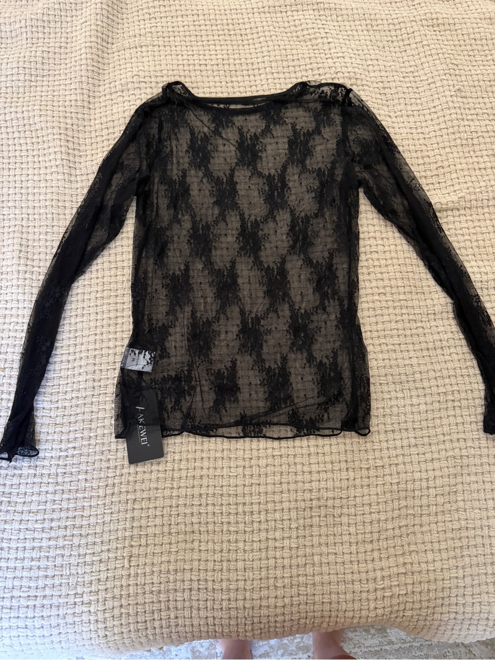Black Sheer Long-Sleeve Lace Top